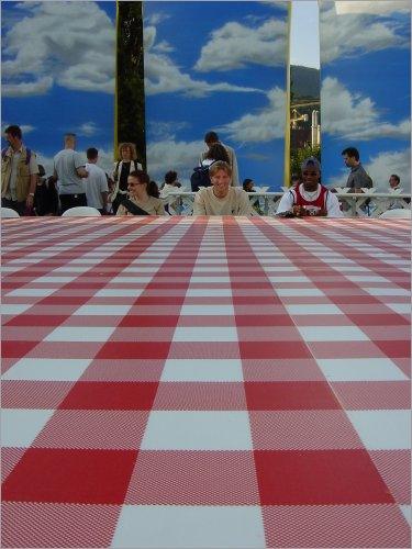 strawberries and big tables
