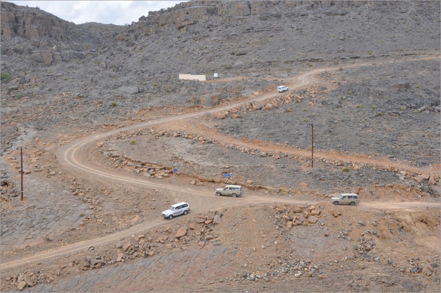 we drove up the incredible steep tracks, a detour towards al-hoota caves
