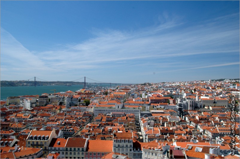 view from the castle down to lisboa